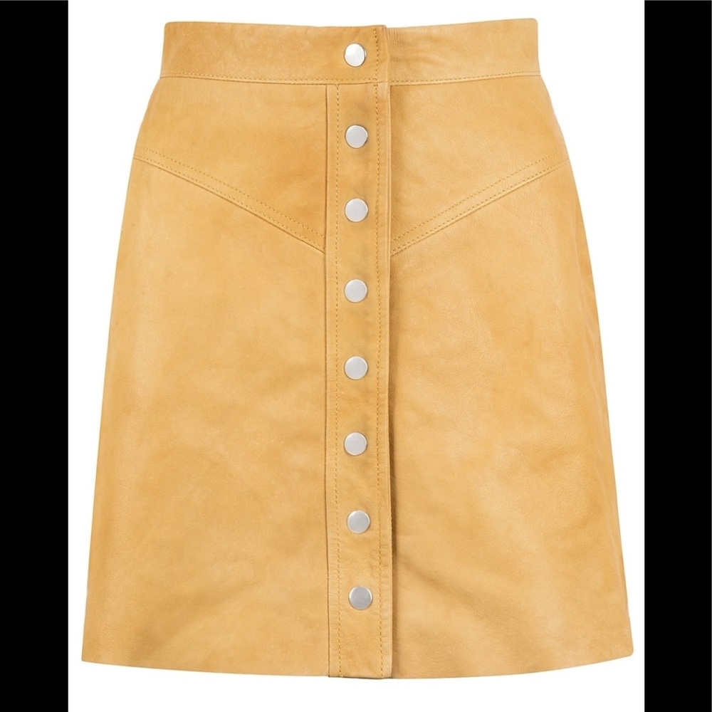Muubaa Holland Mini Skirt in Tan Leather